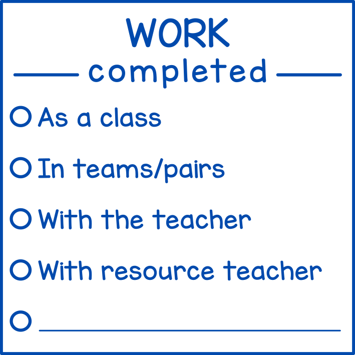 Work completed (checklist)
