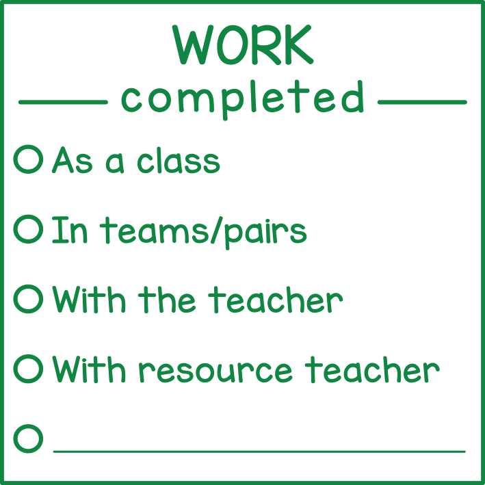 Work completed (checklist)