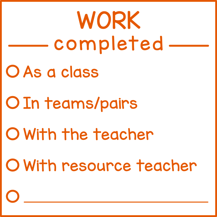 Work completed (checklist)