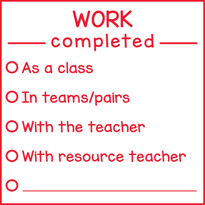 Work completed (checklist)