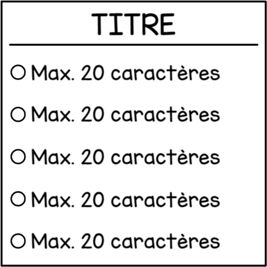 Liste à cocher 5 espaces (sur mesure)