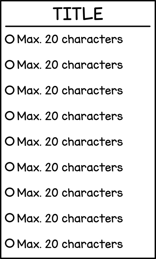 Checklist - 9 spaces (bespoke)