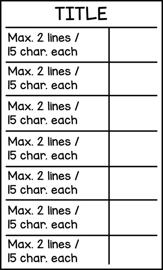 Rubric - 7 spaces (bespoke)