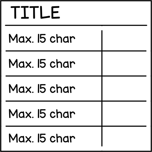 Rubric - 5 spaces (bespoke)