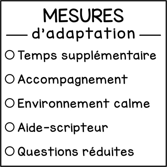 Mesures d'adaptation (à cocher)