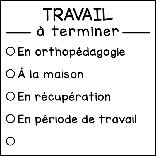 Travail à terminer (à cocher)