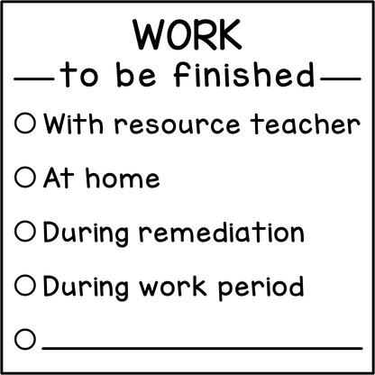 Work to be finished (checklist)