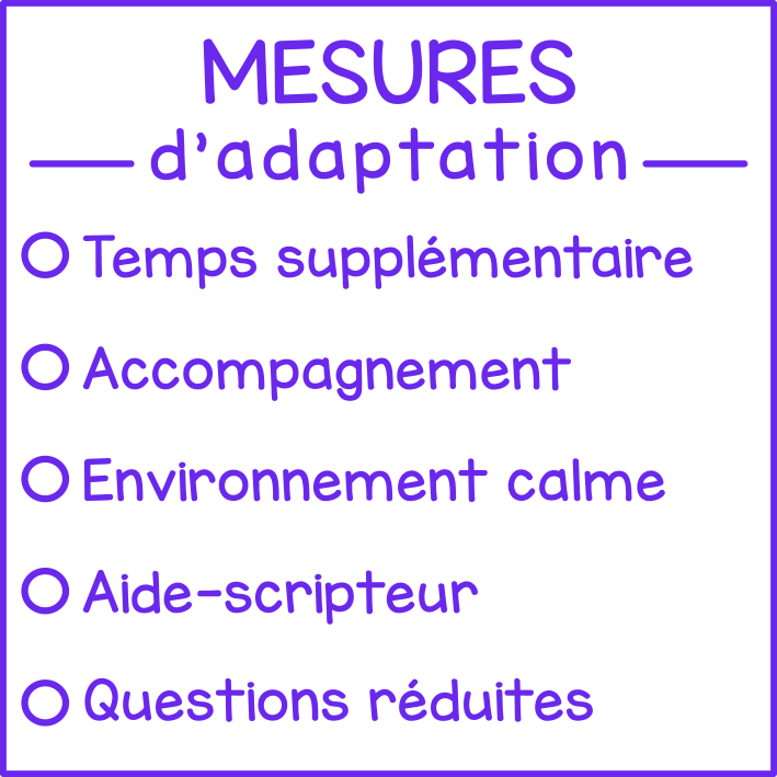 Mesures d'adaptation (à cocher)