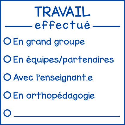 Travail effectué (à cocher)