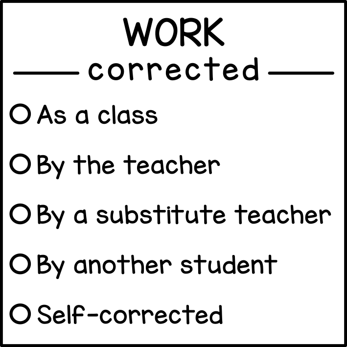 Work corrected (checklist) – Dans ma classe