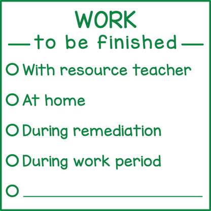 Work to be finished (checklist)