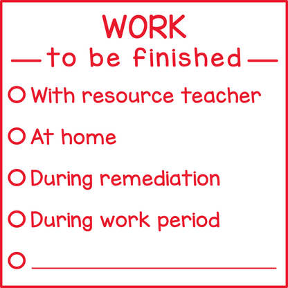 Work to be finished (checklist)